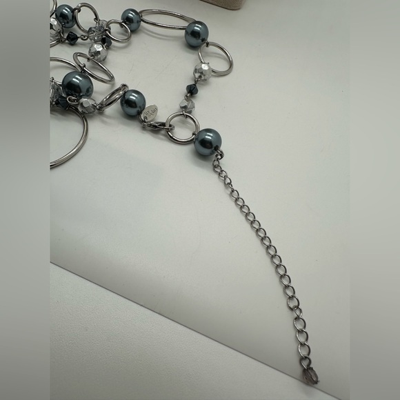 Lia Sophia silver tone and grey faux pearl extra long necklace - Picture 4 of 5
